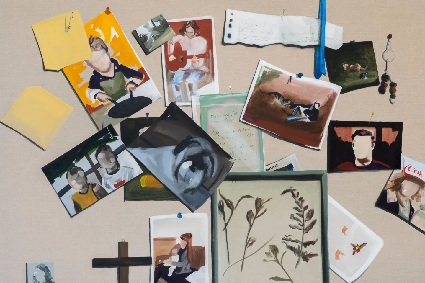 'Paper trail (domestic altar)' 2025, acrylics, acrylic markers, charcoal and soft pastels 100x150cm